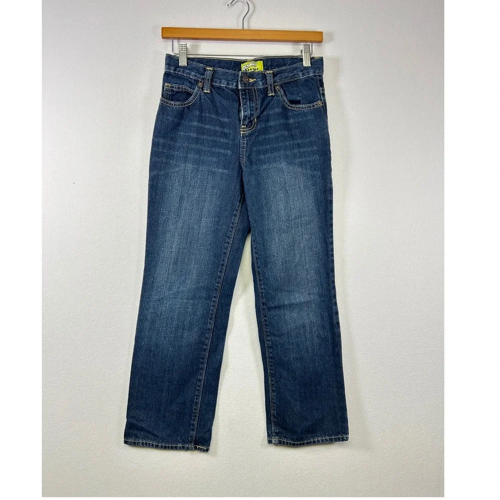 Old Navy Straight Leg Jeans Boys 10 Husky Blue Dark Wash Adjustable Waist Cotton